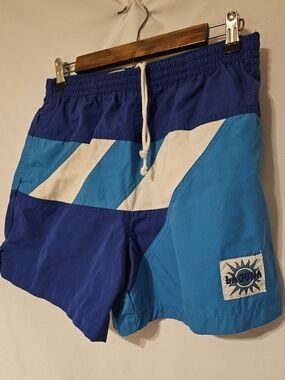 Vintage Laguna brand men's swim trunks or shorts Small Clockblock 80s